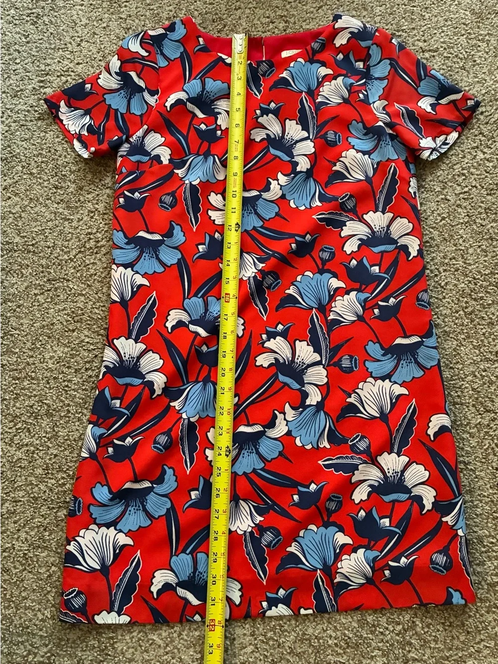 J.Crew Red & Blue Floral Print Gallery Shift Dress Size 00